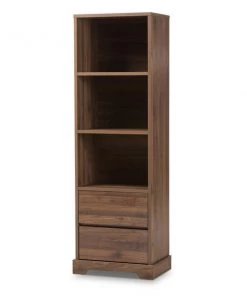 Baxton Studio Burnwood Modern Walnut Brown Finished Wood 2-Drawer Bookcase
