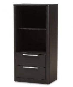 Baxton Studio Carlingford Modern Espresso Brown Finished Wood 2-Drawer Bookcase