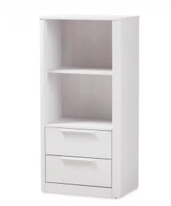 Baxton Studio Carlingford Modern Whitewashed Wood 2-Drawer Bookcase