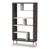 Baxton Studio Atlantic Brown and Light Grey Two-Tone Finished Wood Display Shelf