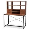 Baxton Studio Edwin Rustic Style Brown Wood and Metal 2-in-1 Bookcase Writing Desk