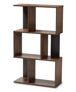 Baxton Studio Legende Modern Brown and Dark Grey Finished Display Bookcase