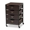 Baxton Studio Felix Espresso Wood and Black Metal 4-Drawer Mobile File Cabinet