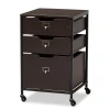 Baxton Studio Felix Espresso Wood and Black Metal 3-Drawer Mobile File Cabinet