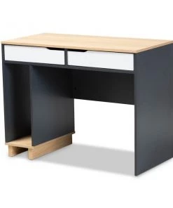 Baxton Studio Reed Mid-Century 2-Drawer Multicolor Wood Computer Desk