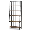 Baxton Studio Ceren Wood and Black Metal Finished 5-Tier Living Room Ladder Shelf
