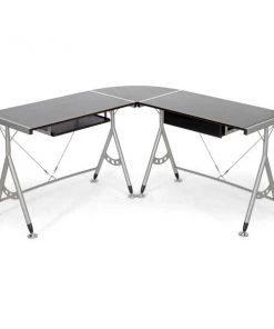 Baxton Studio Elburn Dark Brown L-Shaped Modern Computer Desk