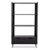 Baxton Studio Kalien Dark Brown Wood Bookcase with Display Shelves and Two Drawers