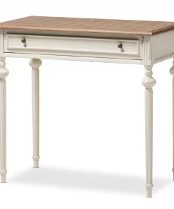 Baxton Studio Marquetterie Oak and Whitewash Writing Desk