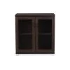 Baxton Studio Zentra ModernDark Brown Sideboard Storage Cabinet with Glass Doors