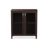 Baxton Studio Sintra Modern Dark Brown Sideboard Storage Cabinet with Glass Doors