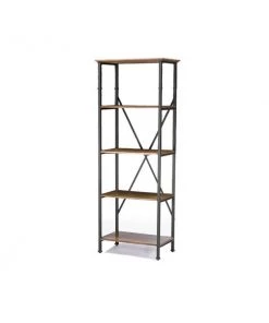 Baxton Studio Lancashire Brown Wood & Metal Bookcase