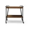 Baxton Studio Jessica Black Finish Metal Distressed Ash Wood Mobile Serving Bar Cart