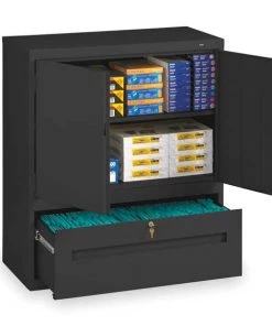 Tennsco 36" W 1 Drawer Lateral File Drawer Cabinet, Black, Letter/Legal