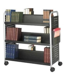 Safco Book Cart, Double-Sided, Black
