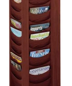 Safco Rotating Display, 48-Pocket, Mahogany