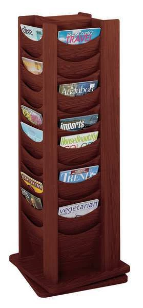Safco Rotating Display, 48-Pocket, Mahogany