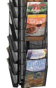 Safco Rotating Magazine Stand, 30-Pocket, Black