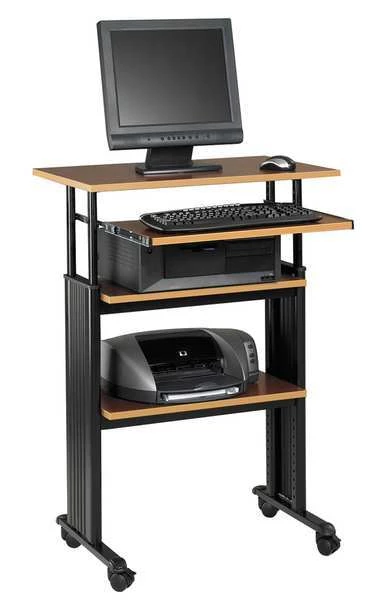Safco Adjustable Desk, Cherry, Steel/Compressed Wood