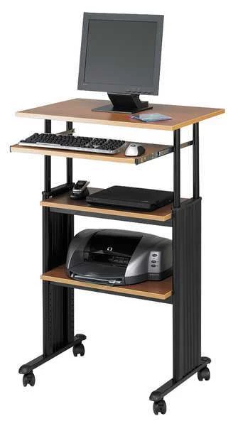 Safco Adjustable Desk, Yes H, Medium Oak, Steel/Compressed Wood