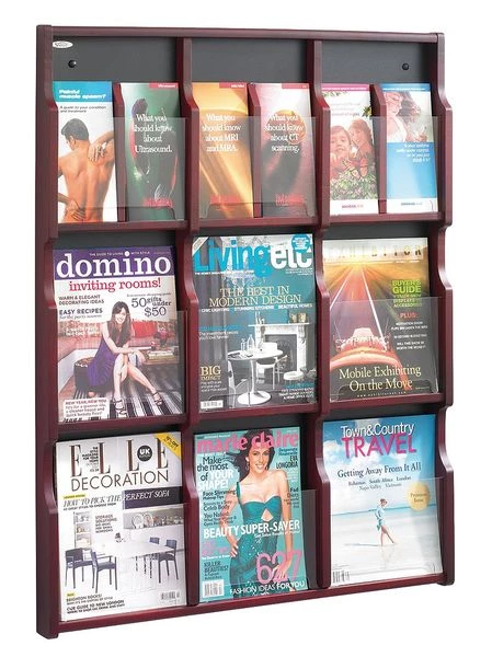 Safco Magazine/Pamphlet Display, Mahogany/Blk