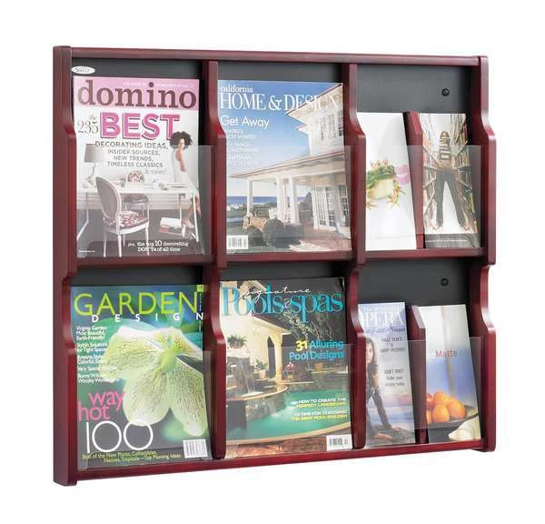 Safco Magazine/Pamphlet Display, Mahogany/Blk
