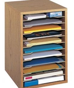 Safco Vertical Desktop Sorter, Oak