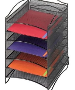 Safco Literature Organizer, Black, 6 Comp