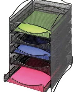 Safco Literature Organizer, Black, 5 Comp