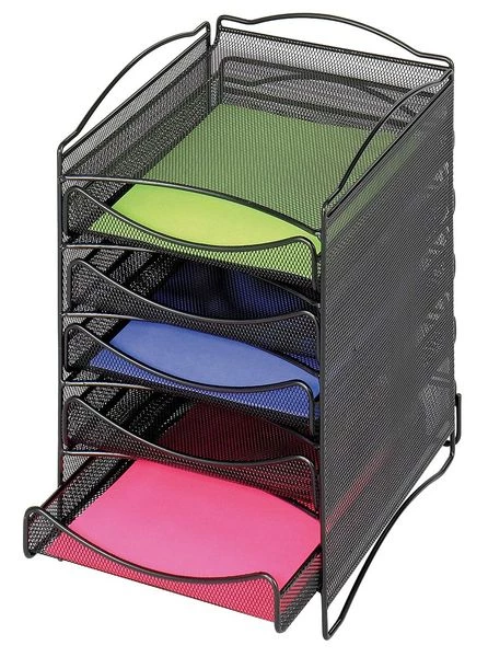 Safco Literature Organizer, Black, 5 Comp