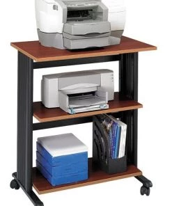 Safco Adj Printer Stand, 3 Level, Cherry/Blk