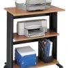 Safco Adj Printer Stand, 3 Level, Med Oak/Blk