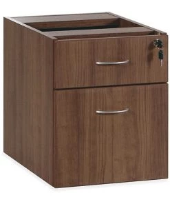 Lorell Pedestal Desk, 15.5" D, 15.5" W, 18.9" H, Walnut, PVC (Edge), Steel (Slide)