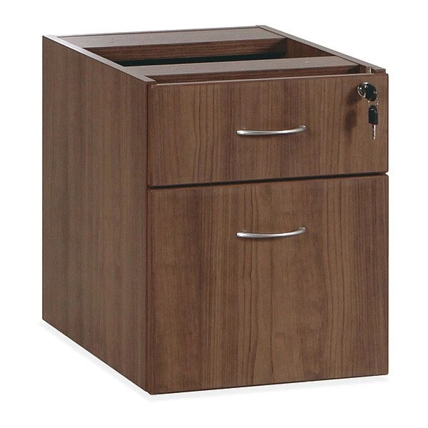 Lorell Pedestal Desk, 15.5" D, 15.5" W, 18.9" H, Walnut, PVC (Edge), Steel (Slide)