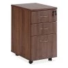 15.8" W 3 Drawer Lorell Contemporary Furniture, Laminate, Walnut Top (Cabinet), Silver Brush (Pull)