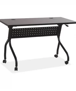 Rectangle Lorell Espresso/Black Training Table, 23.5 X 48 X 29.2, Melamine Top, Espresso