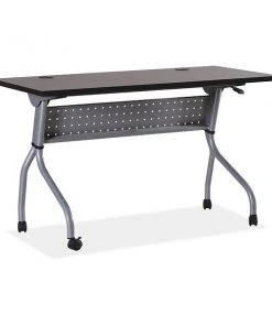 Rectangle Lorell Espresso/Silver Training Table, 23.5 X 48 X 29, Melamine Top, Espresso