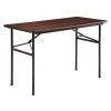 Rectangle Lorell Economy Folding Table, 24 W, 48 L, 20 H, Melamine Top, Mahogany