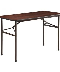 Rectangle Lorell Economy Folding Table, 24 W, 48 L, 20 H, Melamine Top, Mahogany