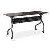 Rectangle Lorell Mahogany Flip Top Training Table, 23.6 X 48 X 29.5, Melamine Top, Mahogany