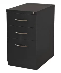 Lorell 15" W 3 Drawer Premium Mobile Bbf Pedestal File, Black, Black