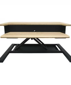 Luxor Standing Desk, 23-1/2" D, 32" W, 5-3/4" to 15-3/4" H, White Oak, Medium Density Fiberboard with PVC