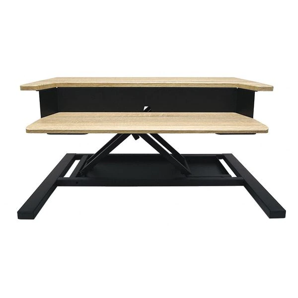 Luxor Standing Desk, 23-1/2" D, 32" W, 5-3/4" to 15-3/4" H, White Oak, Medium Density Fiberboard with PVC