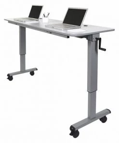 Luxor Rectangle FlipTop Table, 71" W, 30" to 45-1/4" H, Gray