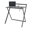 Onespace Folding Desk with Dual USB, 24-1/2" D, 33-1/4" W, 34-3/4" H, Black, Wood