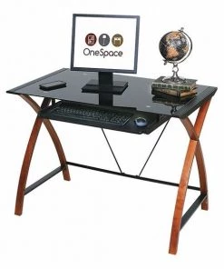 Onespace Computer Desk, 23.62" D, 39.37" W, 29.13" H, Glass