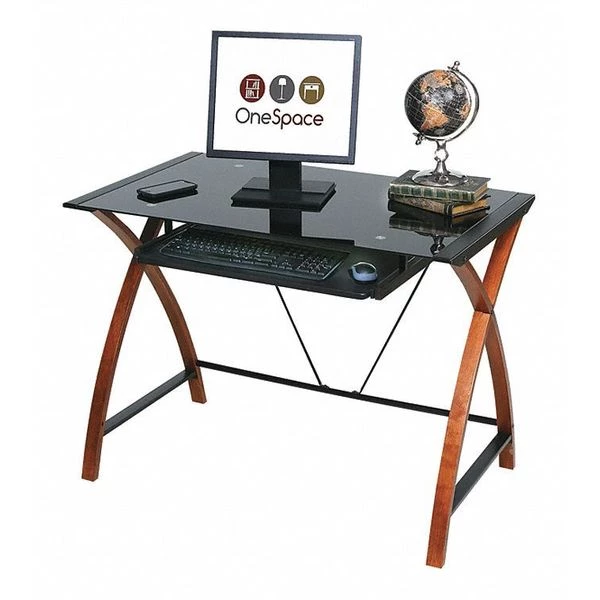 Onespace Computer Desk, 23.62" D, 39.37" W, 29.13" H, Glass