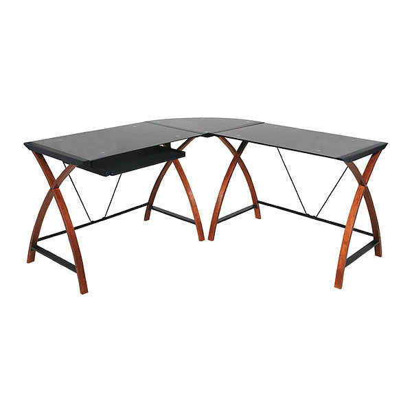 Onespace L Shaped Desk, 23.62" D, 39.37" W, 29.13" H, Glass