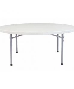 National Public Seating Round Folding Table, 71" W, 29-1/2" H, Blow-molded plastic Top, Speckled Gray