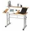 Safco Rectangle Split Level Drafting Table, 47.25 X 29.75 X 37.25, Woodgrain Melamine Top, Medium Oak